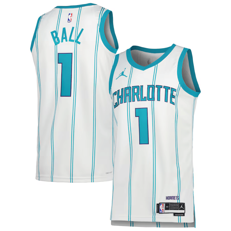 Charlotte Hornets LaMelo Ball 1 Jordan White NBA Jersey - Association Edition