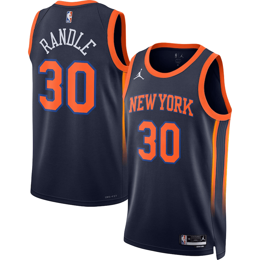 New York Knicks Statement Edition Navy Blue Jordan NBA Jersey - Randle 30