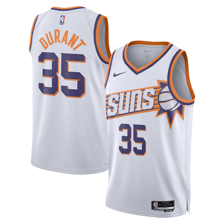 Phoenix Suns Kevin Durant 35 White NBA Jersey - Association Edition