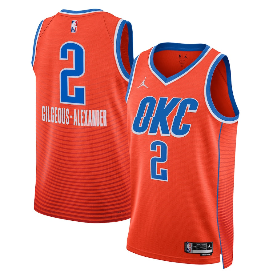 Oklahoma City Thunder Statement Edition Jordan Orange NBA Jersey - Shai Gilgeous-Alexander 2