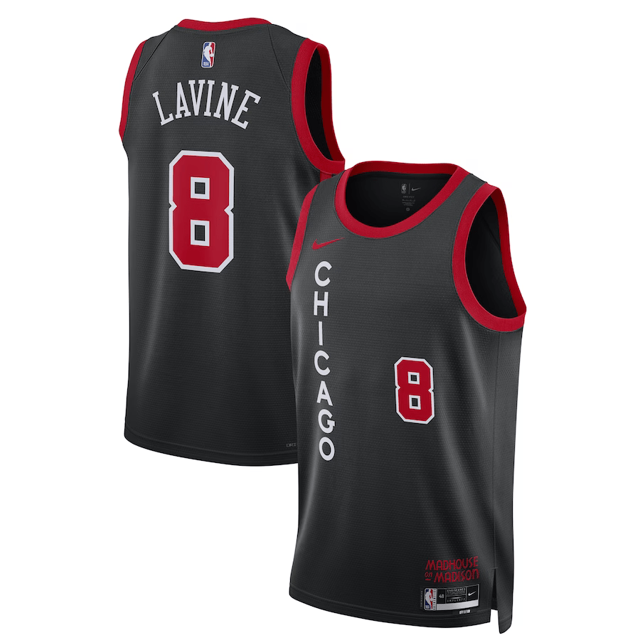 Chicago Bulls City Edition Black 2024 NBA Jersey - Zach LaVine 8