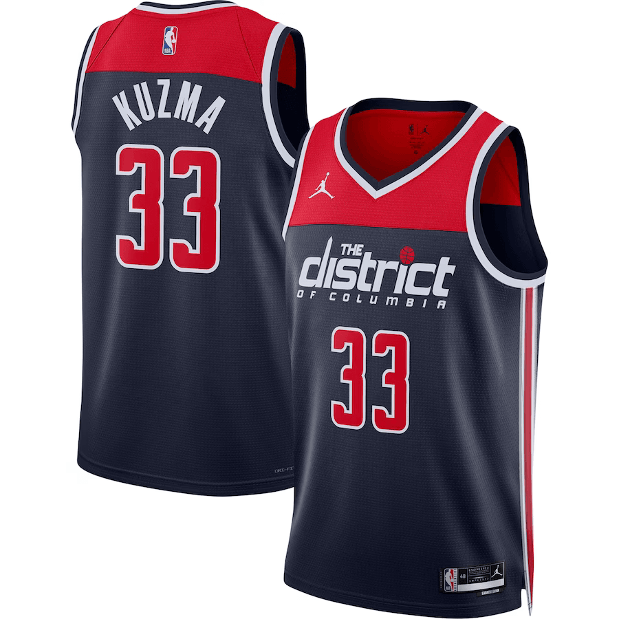 Washington Wizards Kyle Kuzma 33 Jordan Navy NBA Jersey - Statement Edition