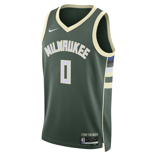 Milwaukee Bucks Icon Edition Hunter Green NBA Jersey - Damian Lillard 0