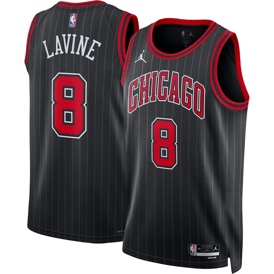 Chicago Bulls Statement Edition Jordan Black NBA Jersey - Zach LaVine 8