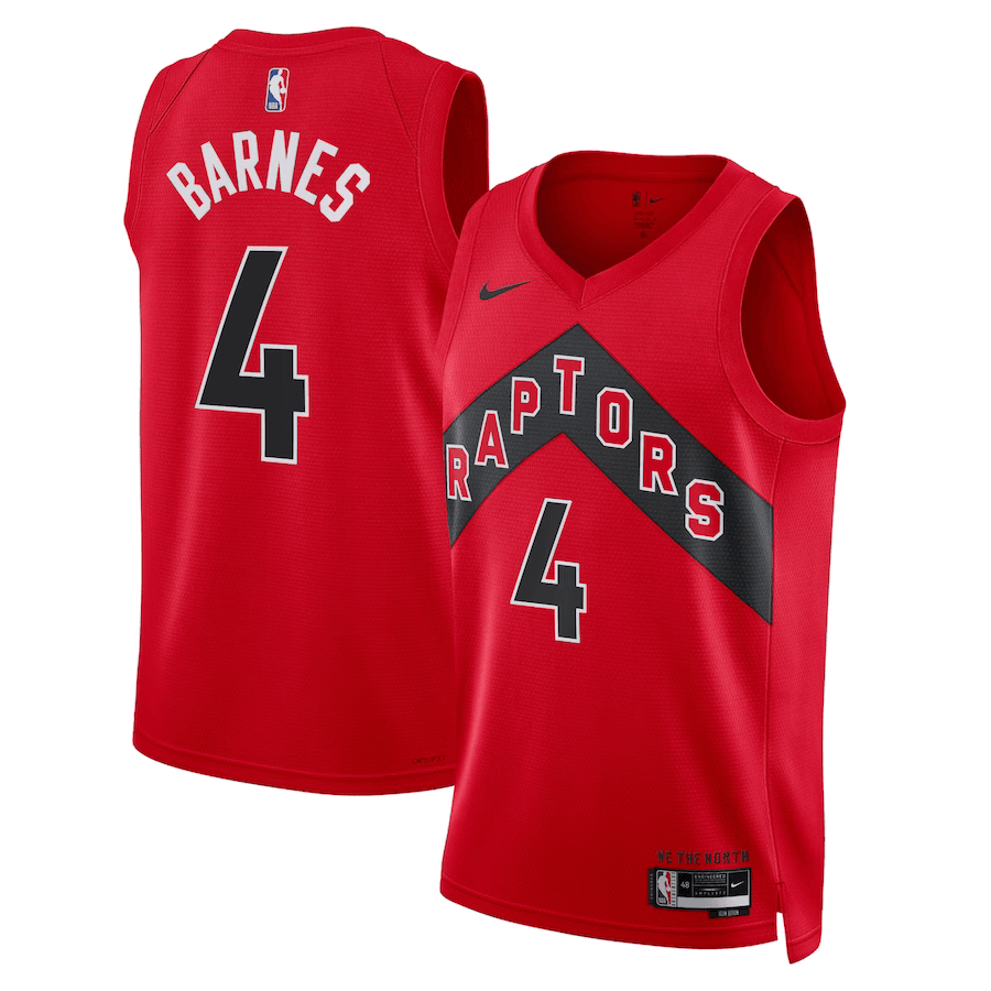 Toronto Raptors Icon Edition Red NBA Jersey - Scottie Barnes 4