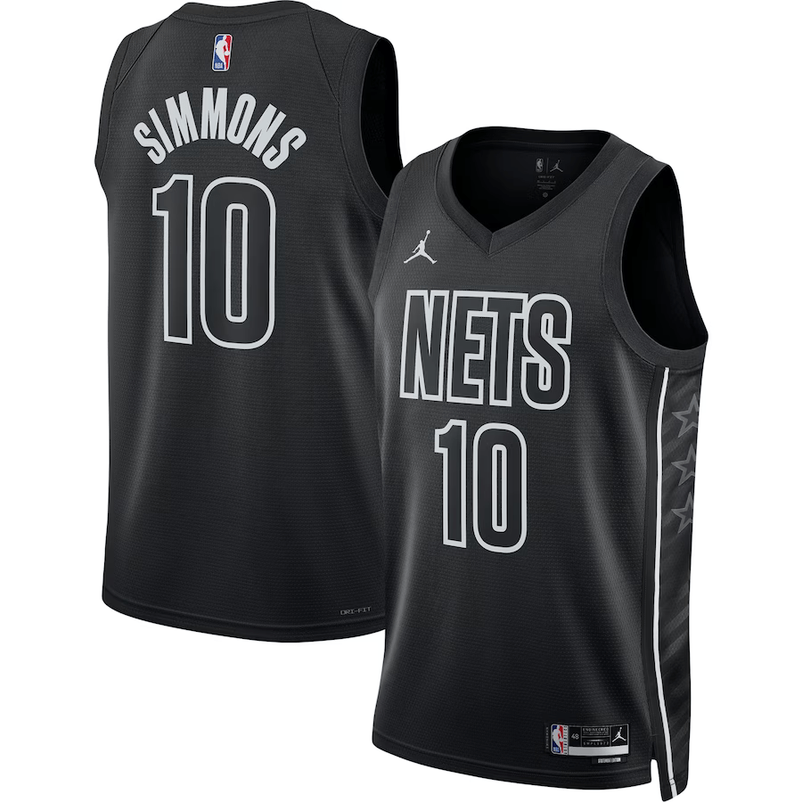 Brooklyn Nets Ben Simmons 10 Jordan Black NBA Jersey - Statement Edition