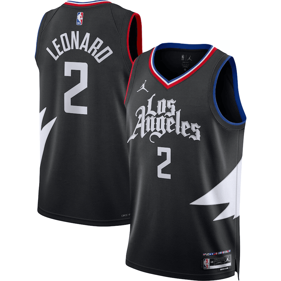 LA Clippers Kawhi Leonard 2 Jordan Black NBA Jersey - Statement Edition