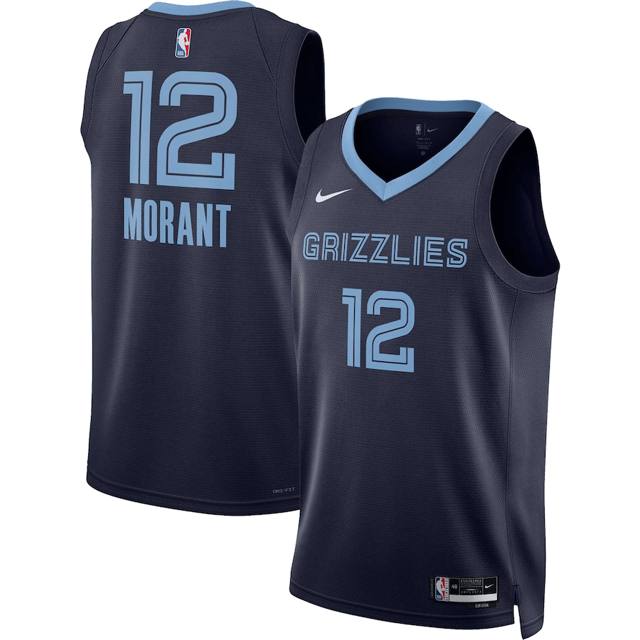 Memphis Grizzlies Icon Edition Navy NBA Jersey - Ja Morant 12