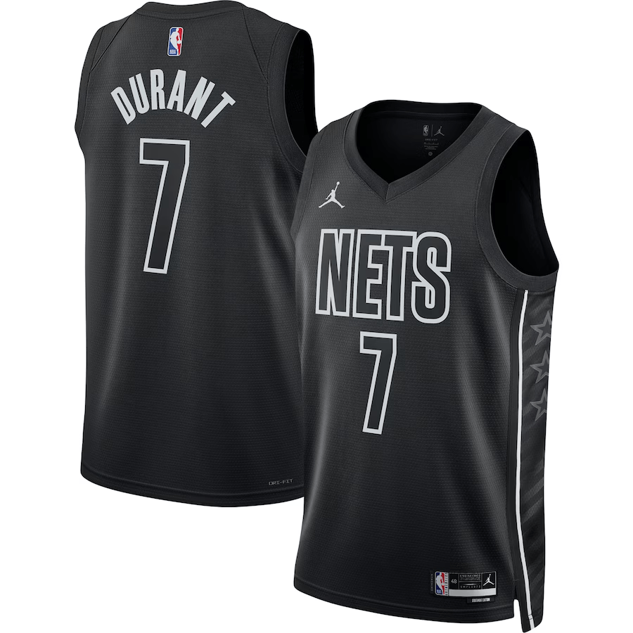 Brooklyn Nets Kevin Durant 7 Jordan Black NBA Jersey - Statement Edition