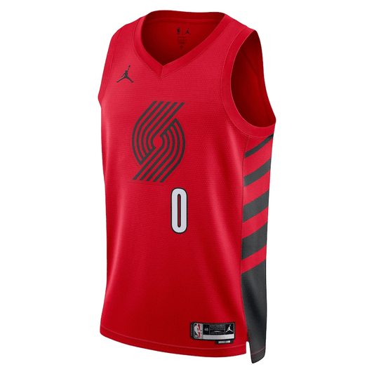 Portland Trail Blazers Damian Lillard 0 Jordan Red NBA Jersey - Statement Edition