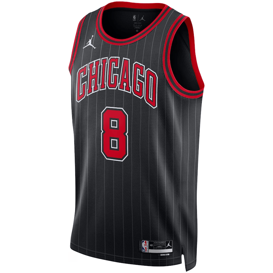 Chicago Bulls Statement Edition Jordan Black NBA Jersey - Zach LaVine 8