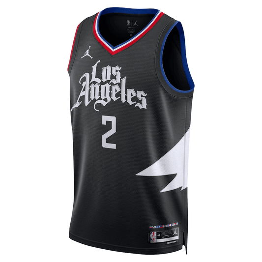 LA Clippers Kawhi Leonard 2 Jordan Black NBA Jersey - Statement Edition