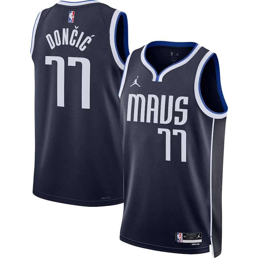 Dallas Mavericks Statement Edition Navy Jordan NBA Jersey - Luka Doncic 77