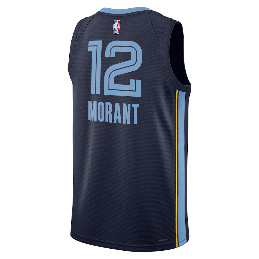 Memphis Grizzlies Icon Edition Navy NBA Jersey - Ja Morant 12