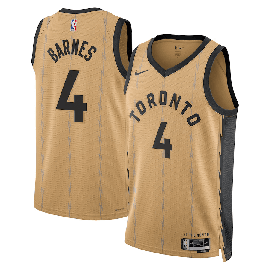 Toronto Raptors City Edition 2023 Gold NBA Jersey - Scottie Barnes 4