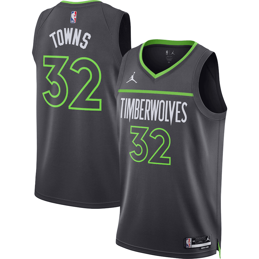 Minnesota Timberwolves Karl-Anthony Towns 32 Jordan Black NBA Jersey - Statement Edition