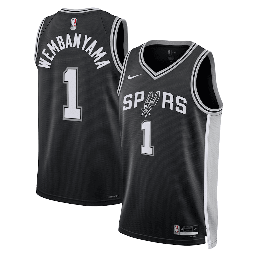 San Antonio Spurs Victor Wembanyama 1 Black 2023 NBA Jersey - Icon Edition