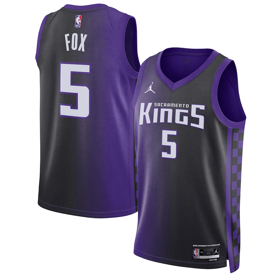 Sacramento Kings De'Aaron Fox 5 Jordan Purple NBA Jersey - Statement Edition