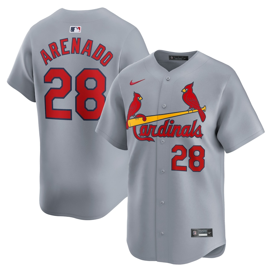 St. Louis Cardinals Nolan Arenado 28 Gray Away Limited MLB Jersey