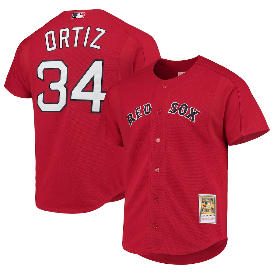 Boston Red Sox David Ortiz 34 Mitchell & Ness Red Cooperstown MLB Jersey