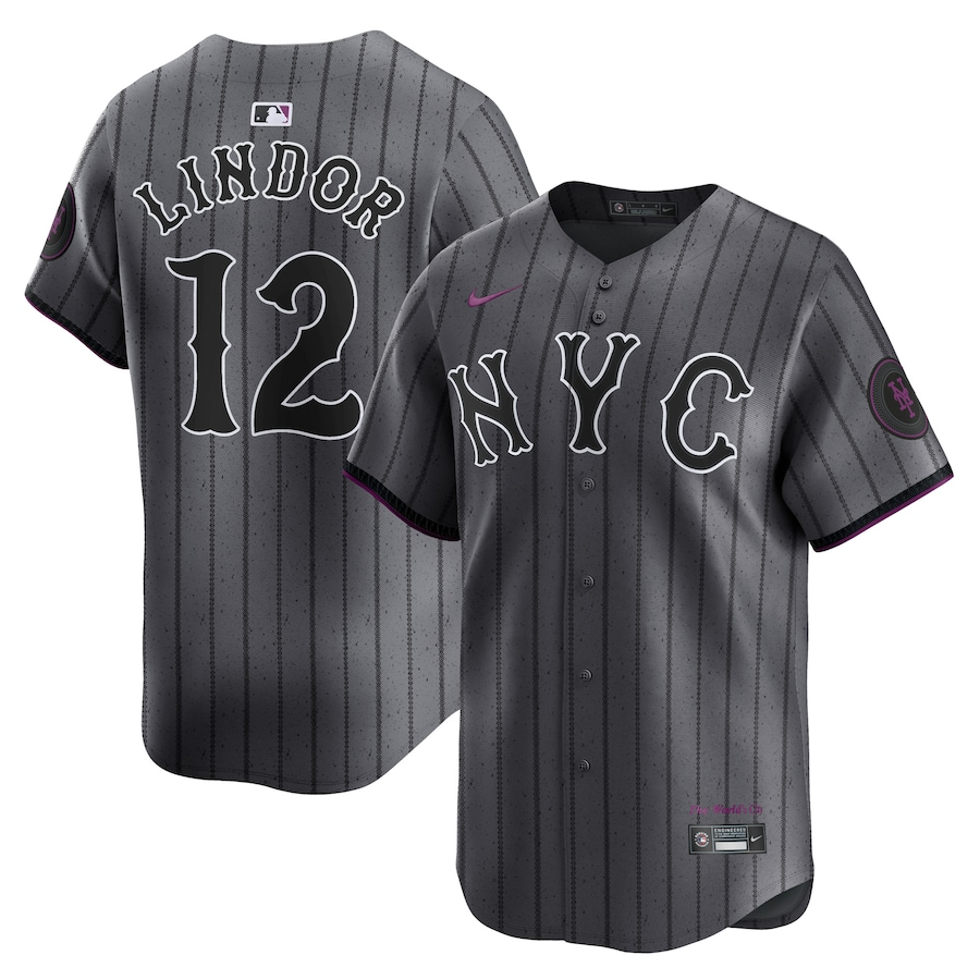 New York Mets Francisco Lindor 12 Graphite 2024 City Connect Limited MLB Jersey