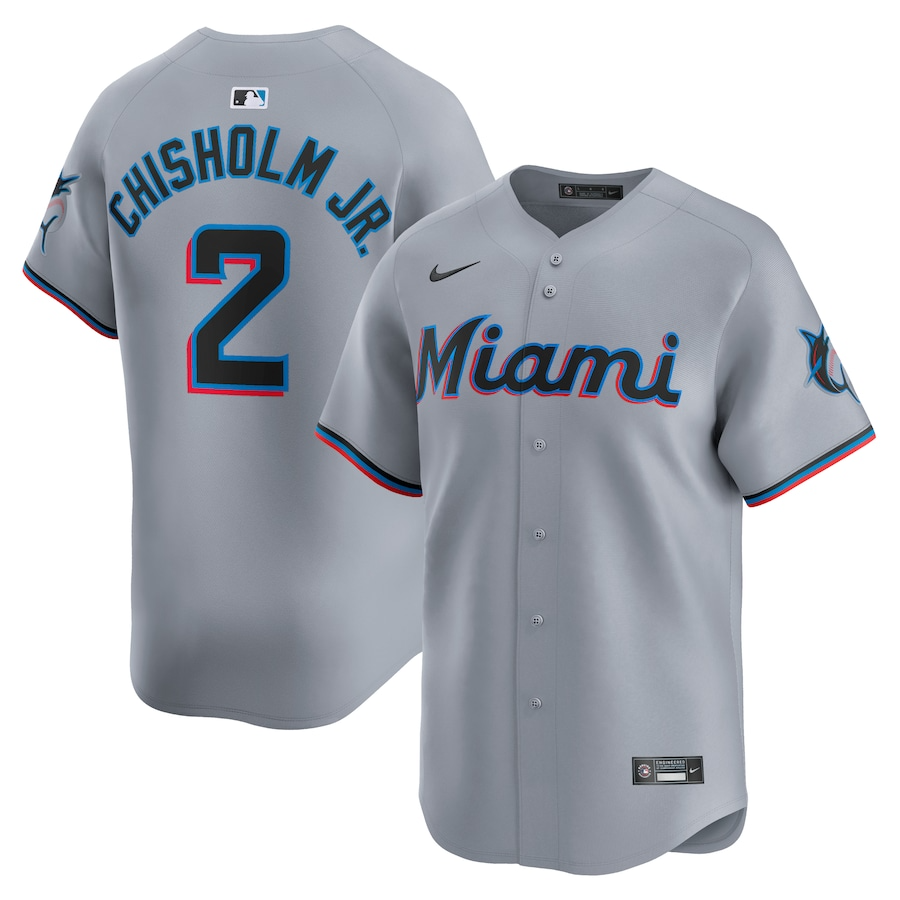 Miami Marlins Jazz Chisholm Jr. 2 Gray Road Limited MLB Jersey