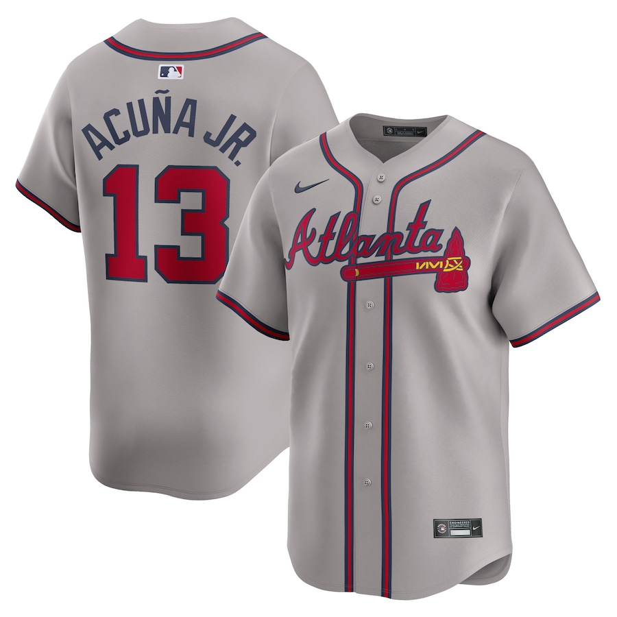 Atlanta Braves Ronald Acuña Jr. 13 Gray Away Limited MLB Jersey