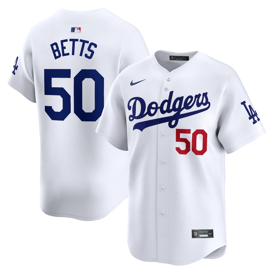 Los Angeles Dodgers Mookie Betts 50 White Home Limited MLB Jersey