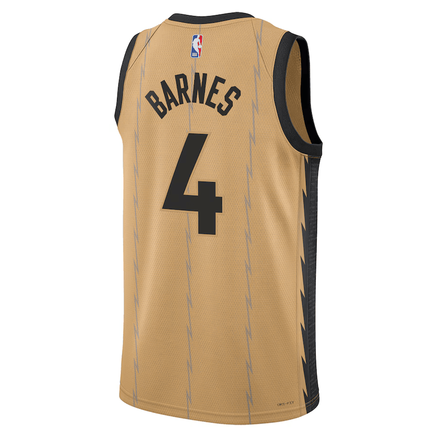 Toronto Raptors City Edition 2023 Gold NBA Jersey - Scottie Barnes 4