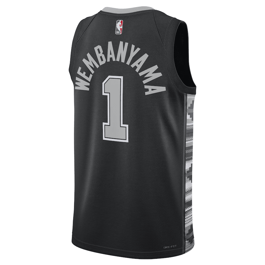 San Antonio Spurs Victor Wembanyama 1 Jordan Black NBA Jersey - Statement Edition