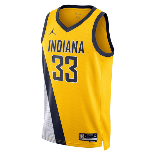 Indiana Pacers Myles Turner 33 Jordan Gold NBA Jersey - Statement Edition