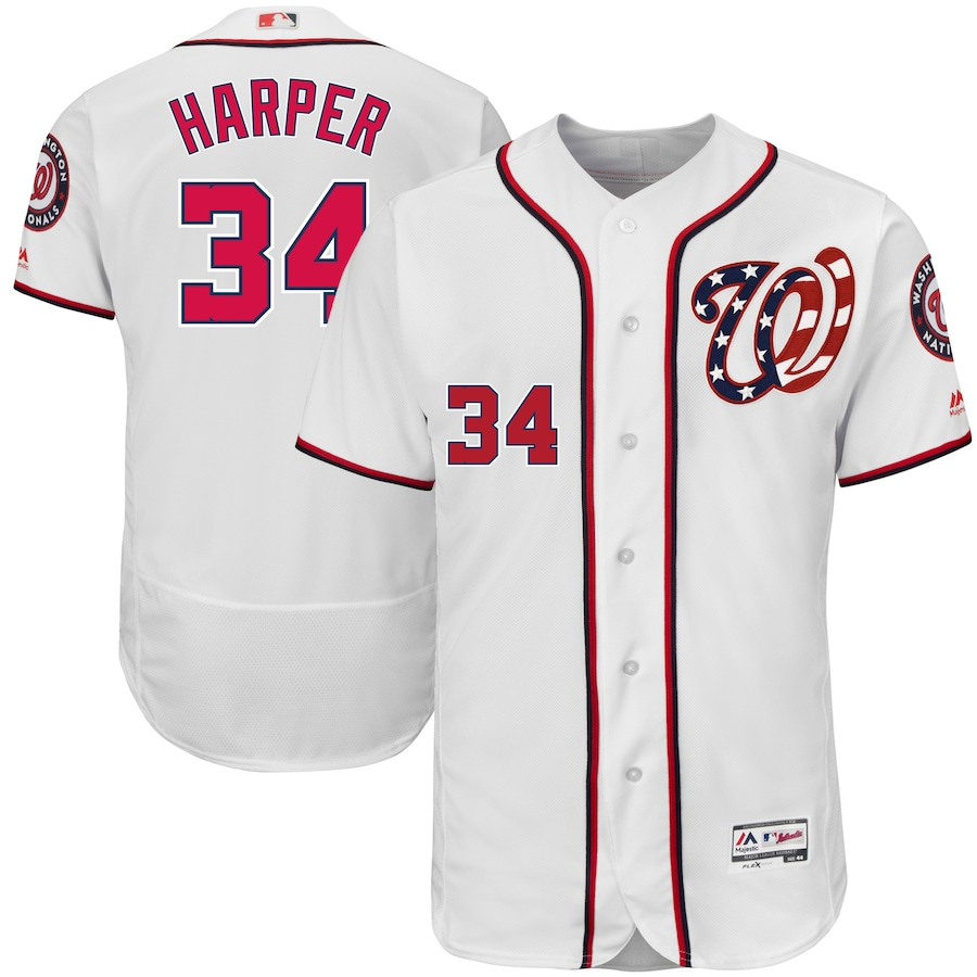 Washington Nationals Bryce Harper 34 Majestic White 2017 Flex Base Authentic MLB Jersey