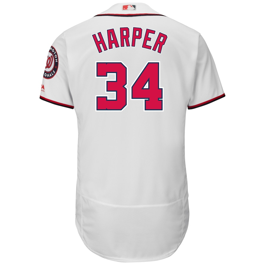 Washington Nationals Bryce Harper 34 Majestic White 2017 Flex Base Authentic MLB Jersey