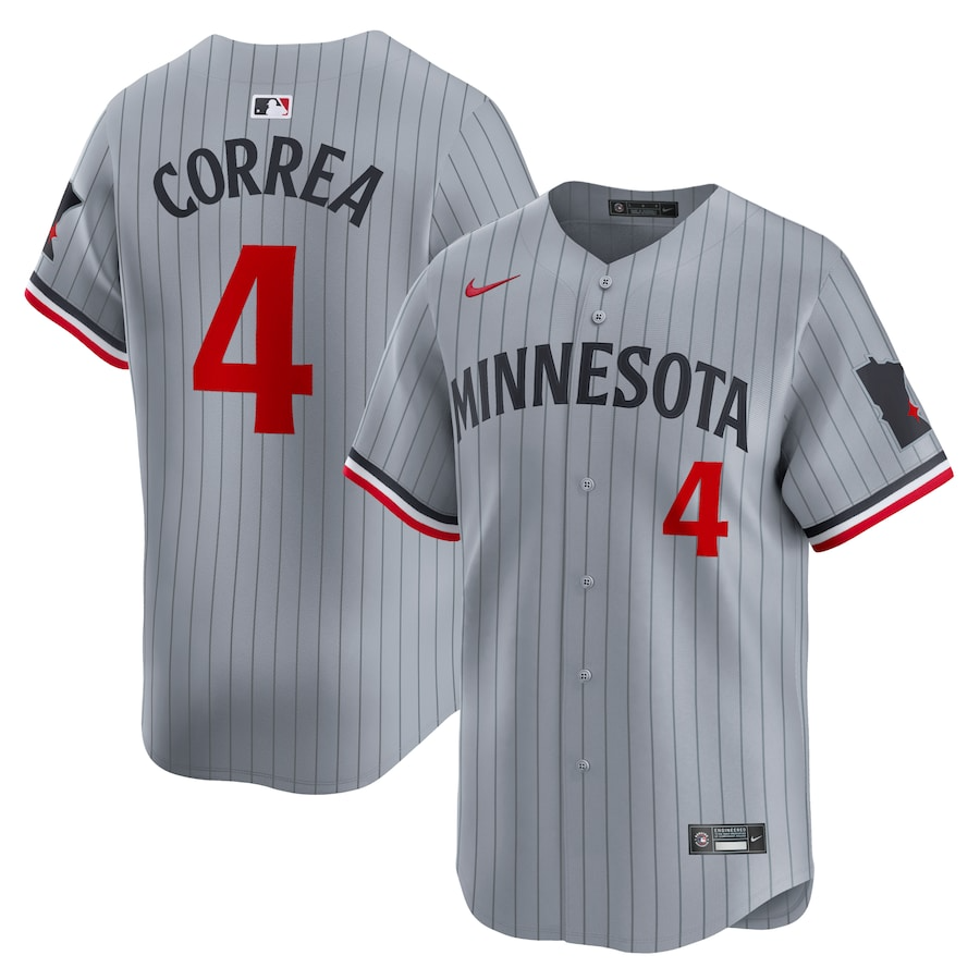 Minnesota Twins Carlos Correa 4 Gray Road Limited MLB Jersey