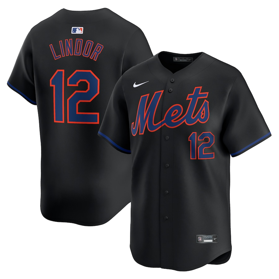 New York Mets Francisco Lindor 12 Black Alternate Limited MLB Jersey