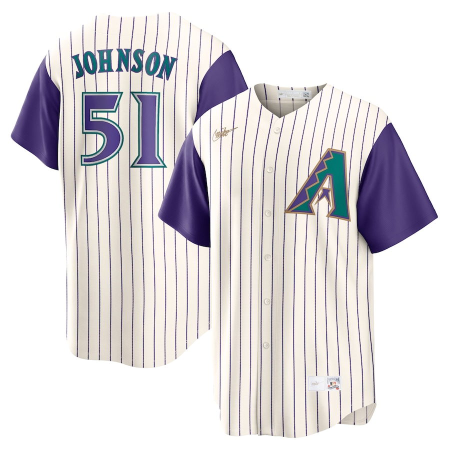 Arizona Diamondbacks Randy Johnson 51 Cream/Purple Alternate Cooperstown Collection MLB Jersey