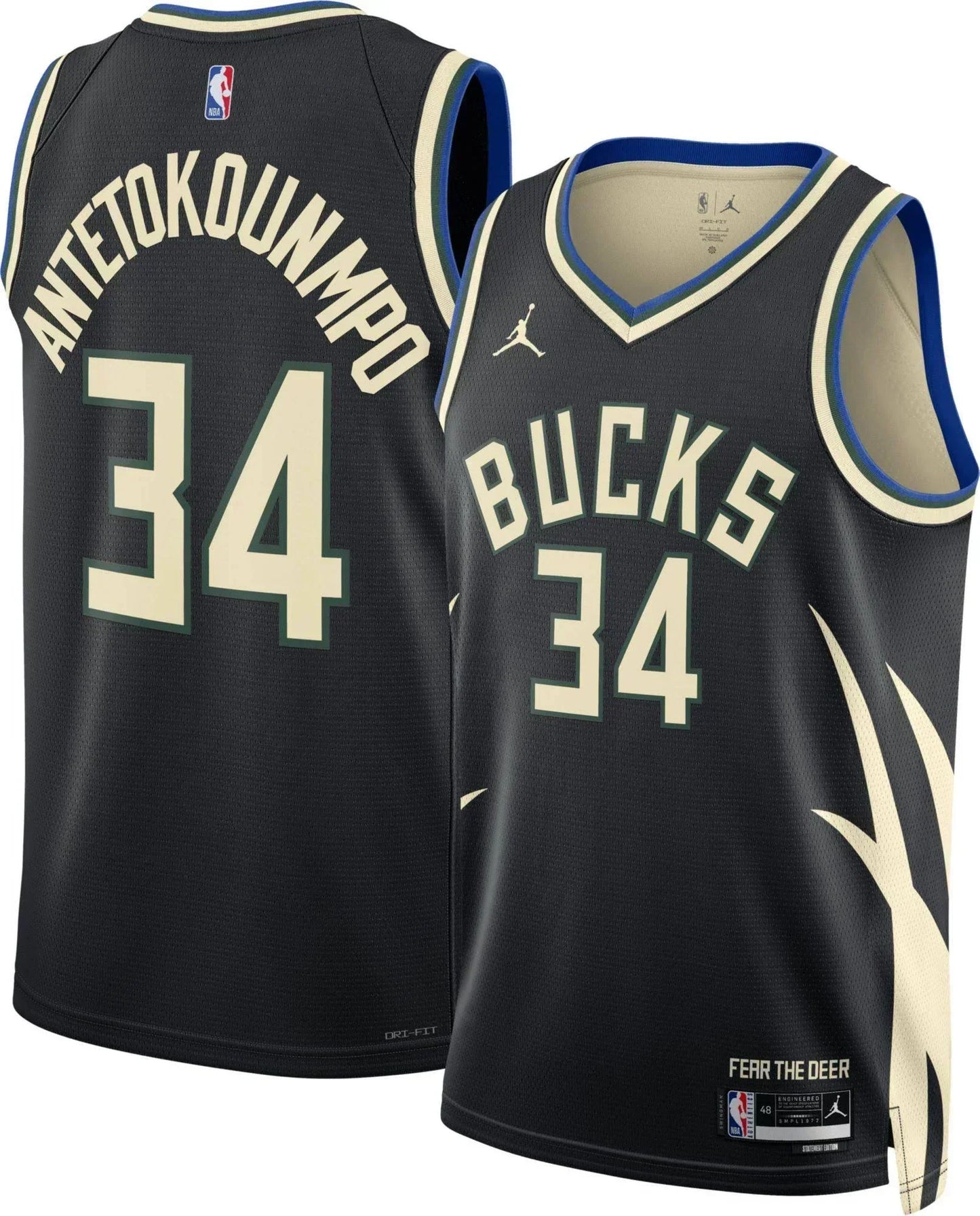 Milwaukee Bucks Statement Edition Black Jordan NBA Jersey - Giannis Antetokounmpo 34