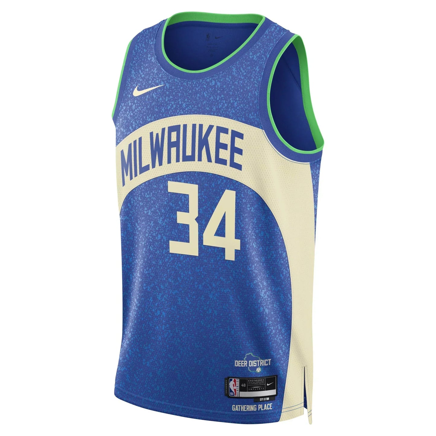 Milwaukee Bucks City Edition 2023/24 Blue NBA Jersey - Giannis Antetokounmpo 34